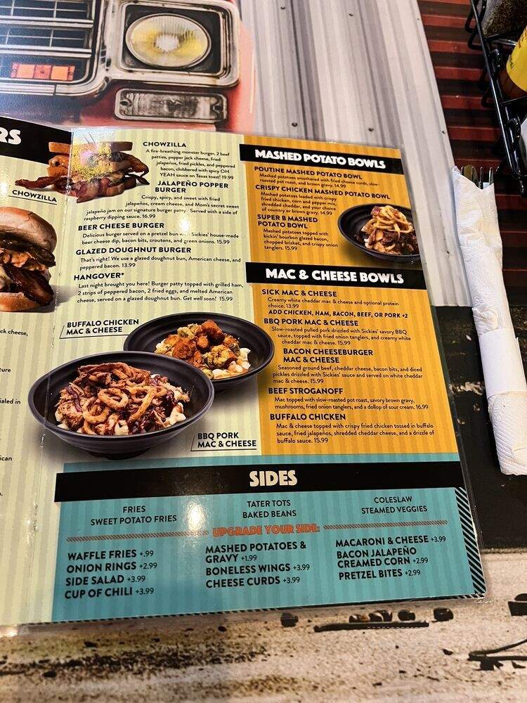 Sickies Garage Burgers & Brews - Irving, TX menu_pic
