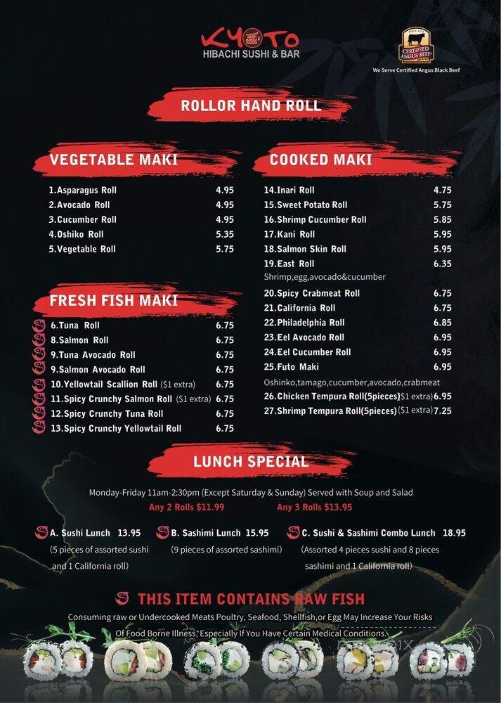 Kyoto Hibachi Sushi & Bar - McKinney, TX menu_pic