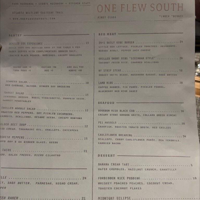 One Flew South - Atlanta, GA menu_pic