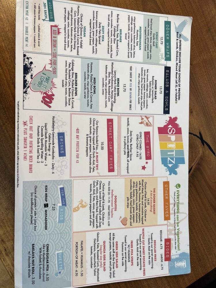 Spitz - Billings, MT menu_pic