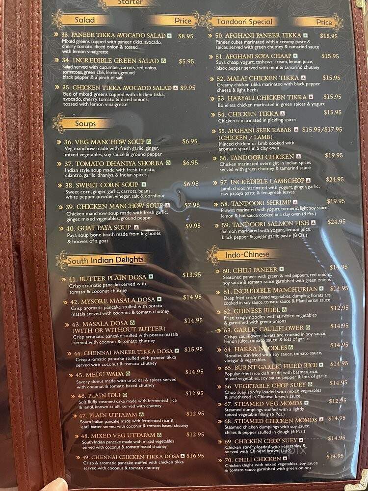 Incredible India - Indianapolis, IN menu_pic