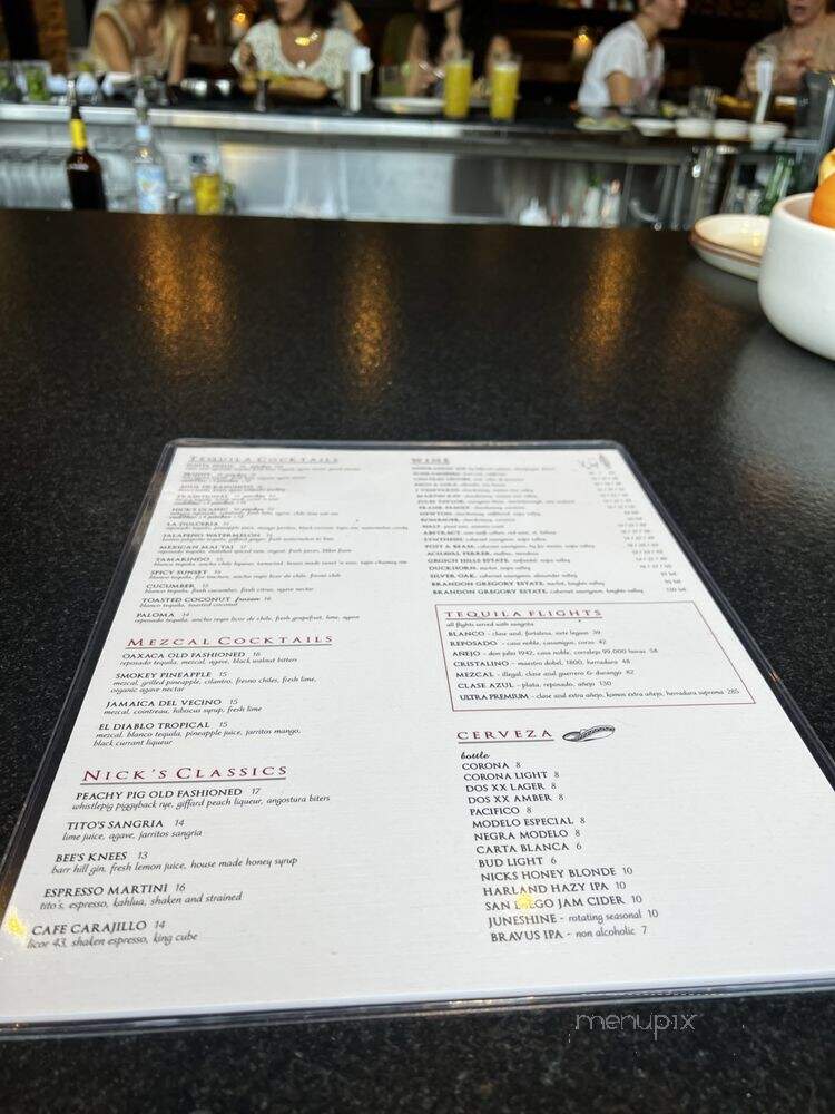South of Nick's Del Mar - San Diego, CA menu_pic