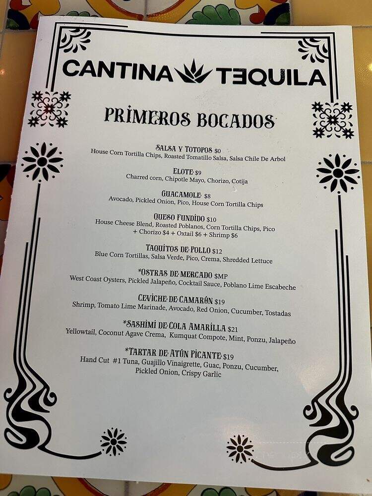 Cantina Tequila - Henderson, NV menu_pic