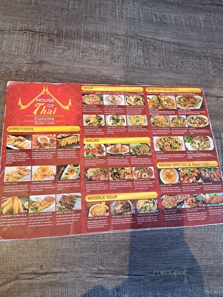 House of Thai Cuisine - Yorba Linda, CA menu_pic