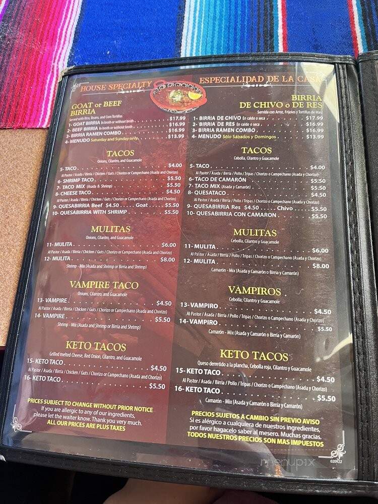 Birrieria la Charrita - Santa Maria, CA menu_pic