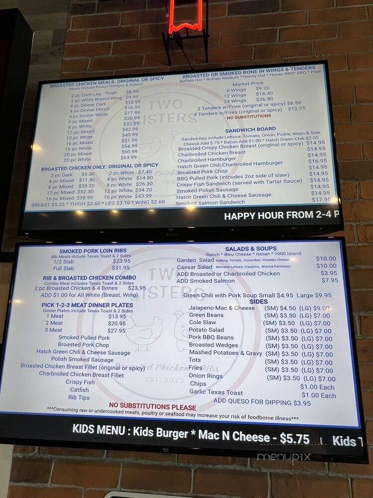Two Sisters Broasted Chicken and Ribs - Las Vegas, NV menu_pic