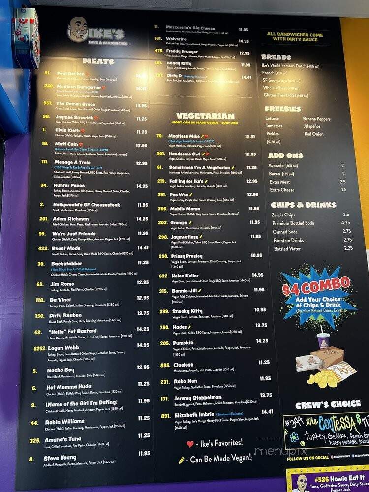 Ike's Love & Sandwiches - Brentwood, CA menu_pic