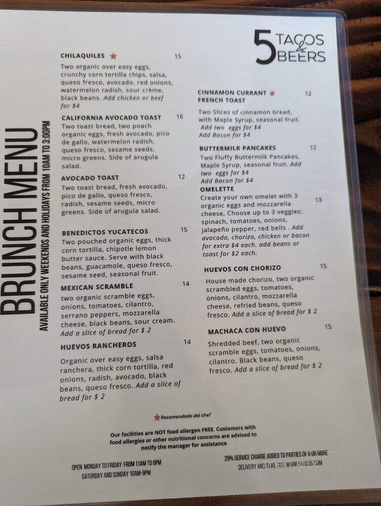 5 Tacos & Beers - Berkeley, CA menu_pic
