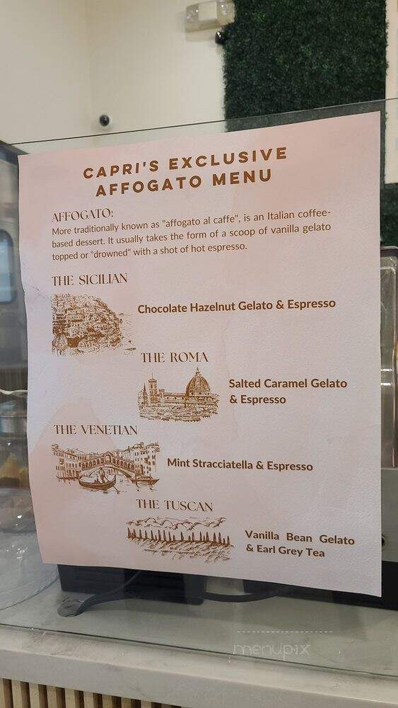 Capri Gelato & Coffee Bar - Hermosa Beach, CA menu_pic