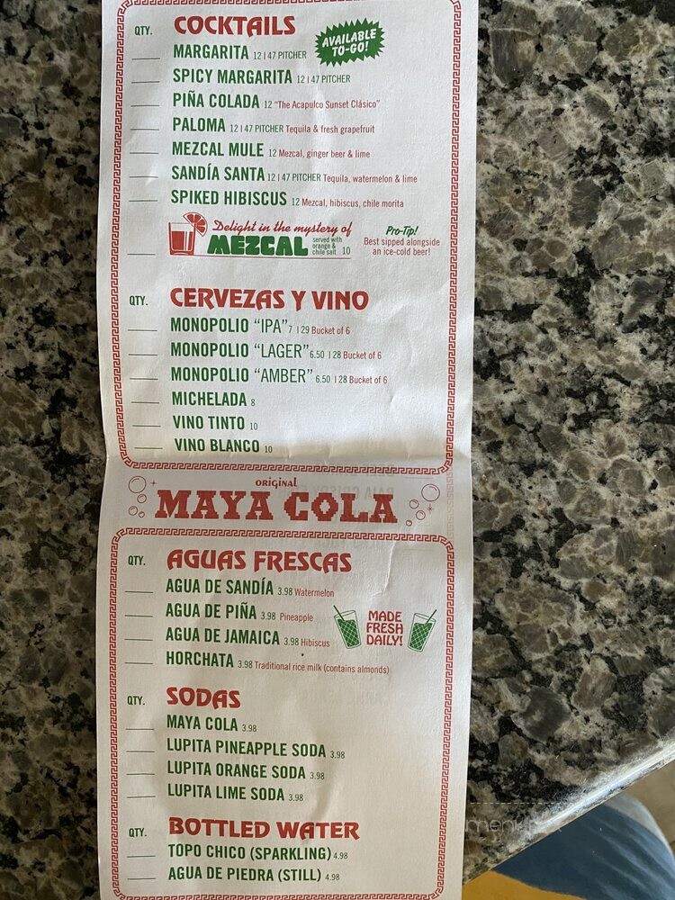 Tacombi - Westbury, NY menu_pic