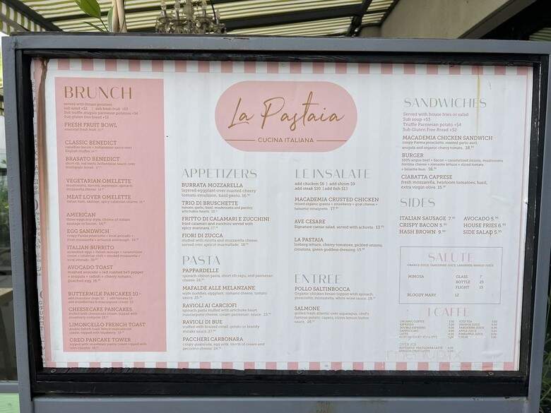La Pastaia - San Diego, CA menu_pic