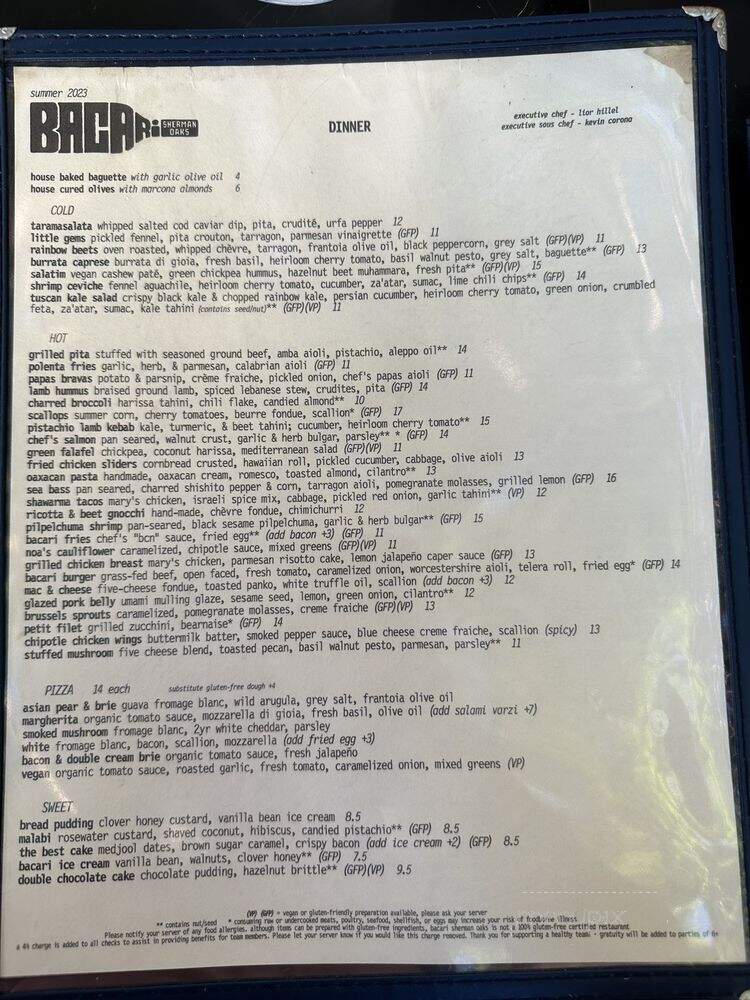 Bacari - Sherman Oaks, CA menu_pic
