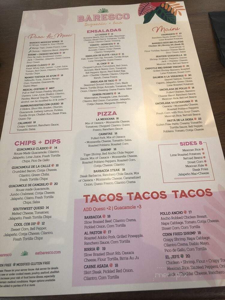 Baresco - Pompano Beach, FL menu_pic