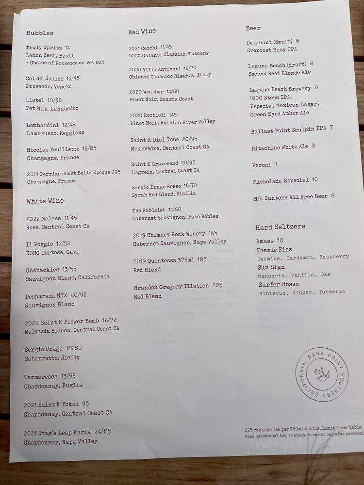 Truly Pizza - Dana Point, CA menu_pic