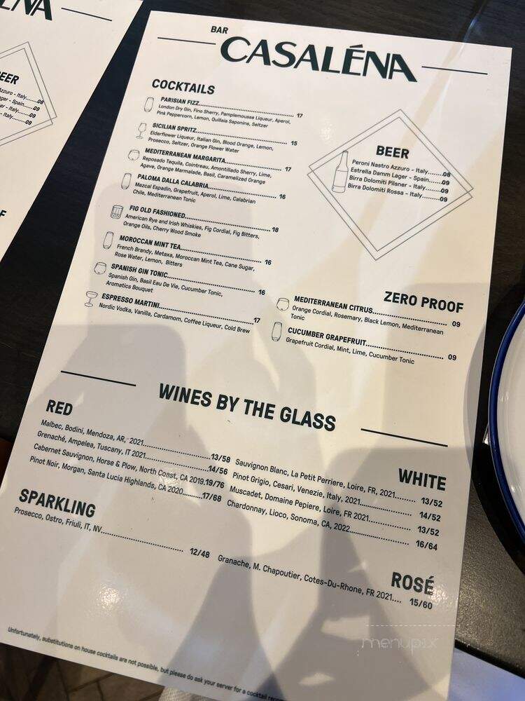 Casalena - Woodland Hills, CA menu_pic