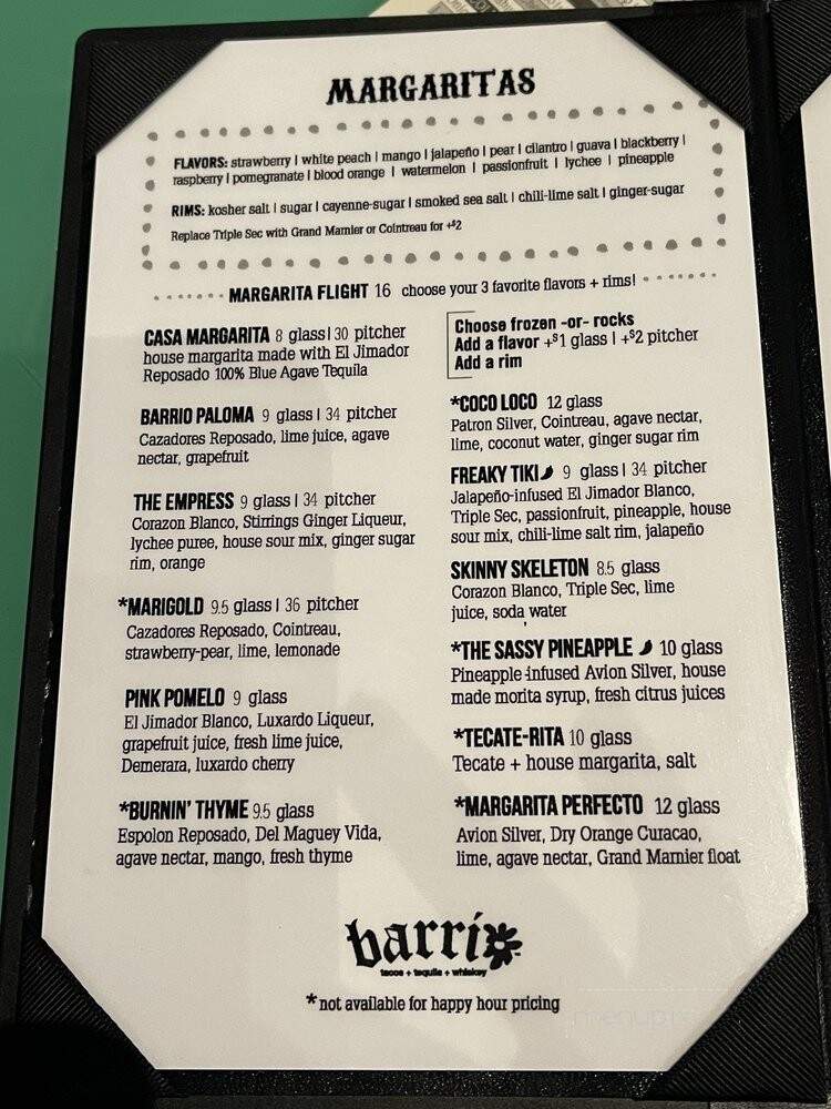 Barrio - Orlando, FL menu_pic