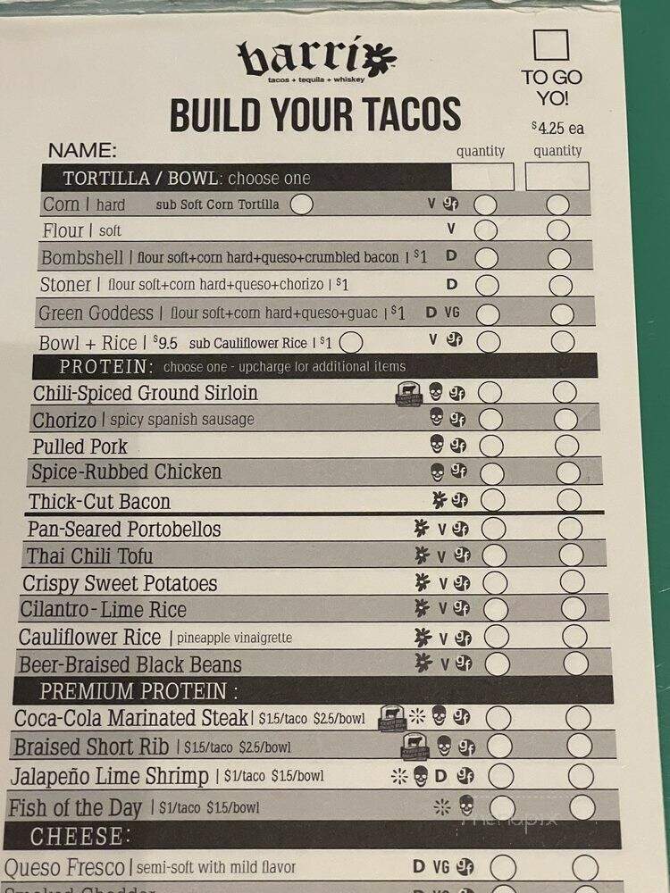 Barrio - Orlando, FL menu_pic