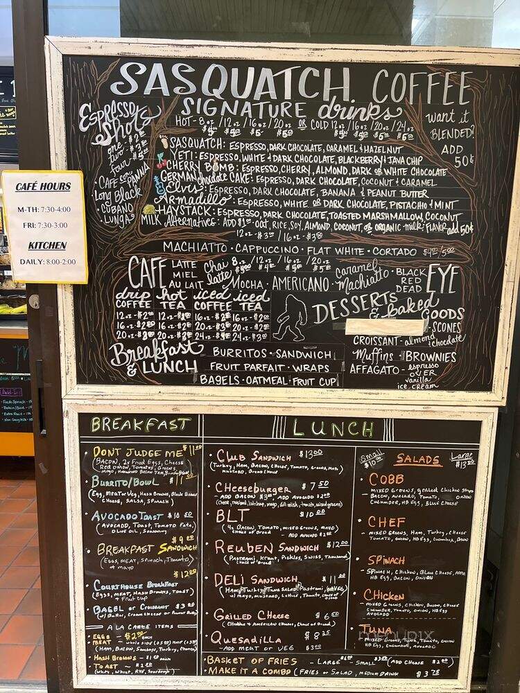Sasquatch Coffee House - San Luis Obispo, CA menu_pic