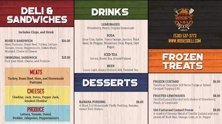 Rosie's BBQ & Deli - Colfax, CA menu_pic