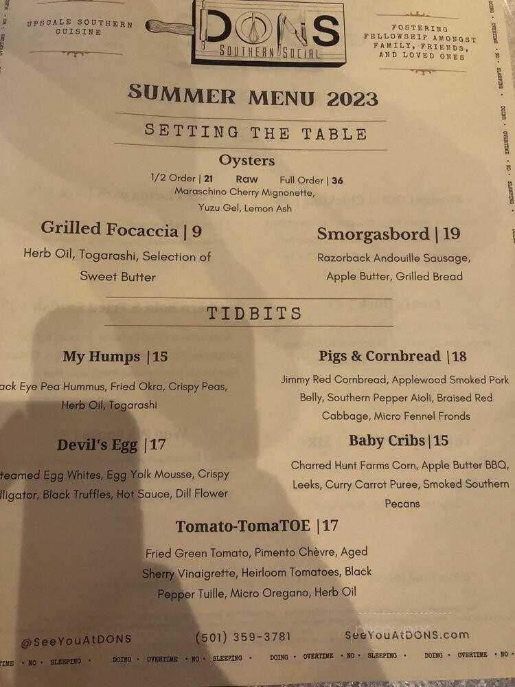 Dons Southern Social - Hot Springs, AR menu_pic
