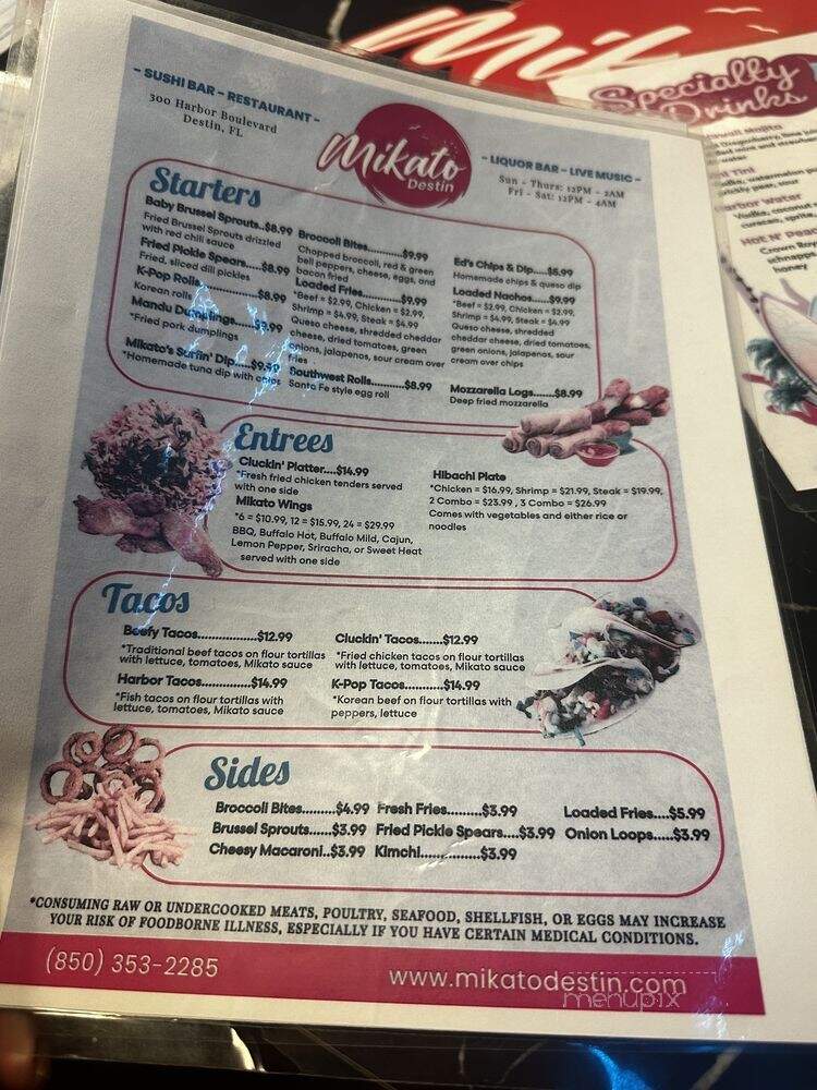 Mikato Destin - Destin, FL menu_pic