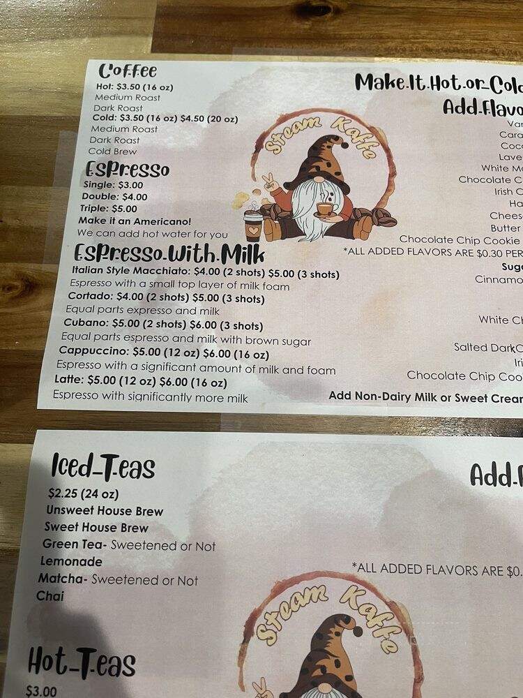Steam Kaffe - Dickinson, TX menu_pic
