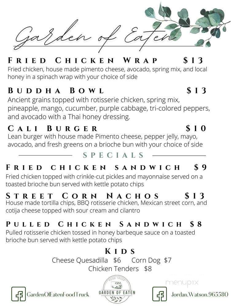 Garden of Eaten Food Truck - Newport, NC menu_pic