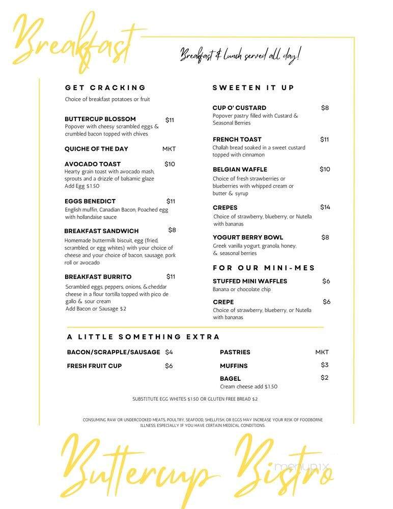Buttercup Bistro - Collegeville, PA menu_pic