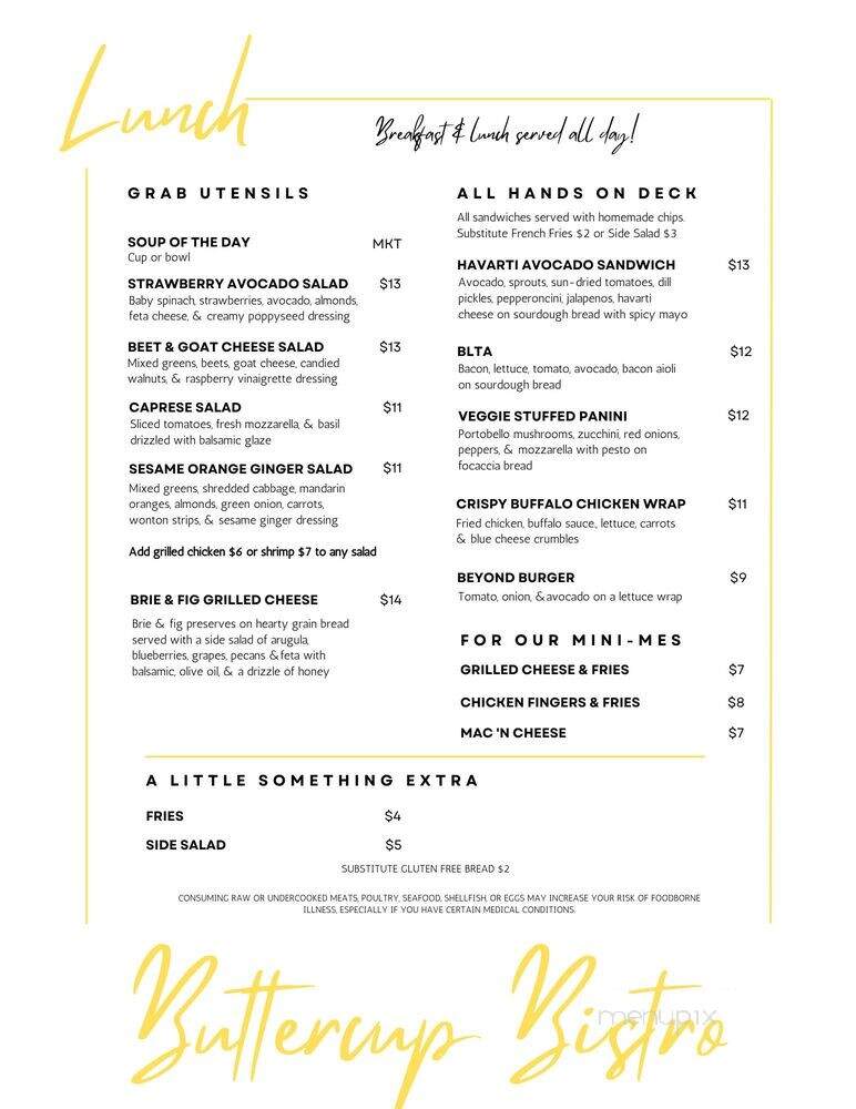 Buttercup Bistro - Collegeville, PA menu_pic