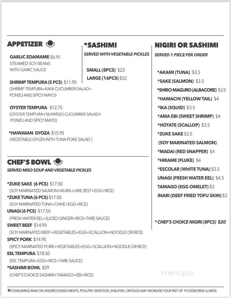 Takibi - Chicago, IL menu_pic