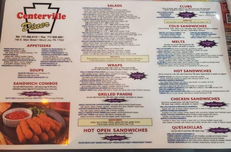 Centerville Diner 2 - Mount Joy, PA menu_pic
