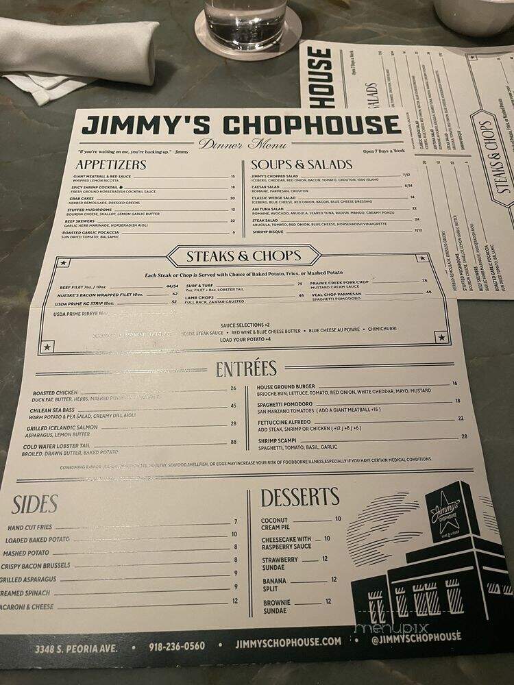 Jimmy's Chophouse - Tulsa, OK menu_pic
