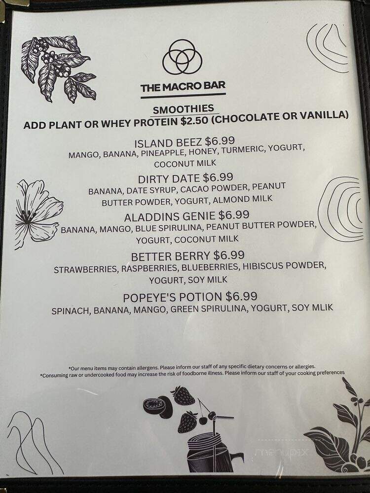 The Macro Bar - Cranston, RI menu_pic