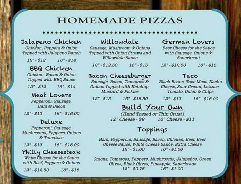 Willowdale Tavern - Janesville, WI menu_pic