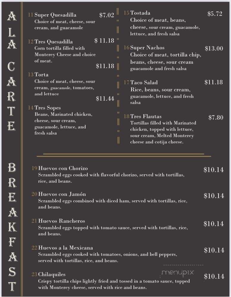 Villa's Restaurant - Ripon, CA menu_pic