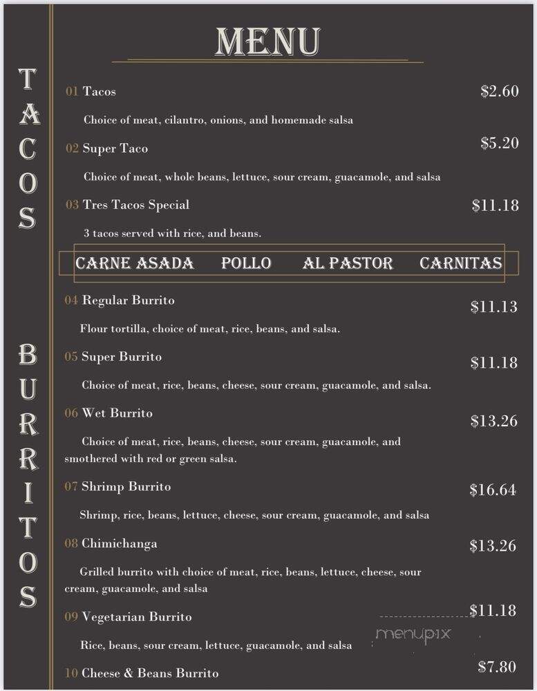Villa's Restaurant - Ripon, CA menu_pic