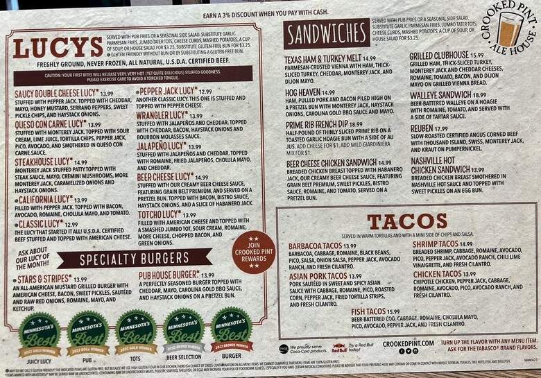 Crooked Pint Ale House - Mankato, MN menu_pic