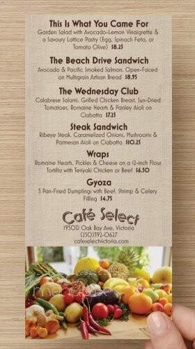 Cafe Select - Victoria, BC menu_pic