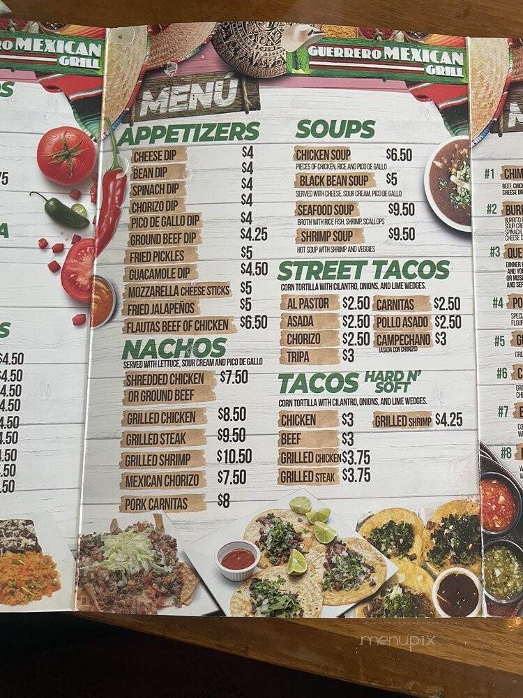 Guerrero Mexican Grill - Leeds, AL menu_pic