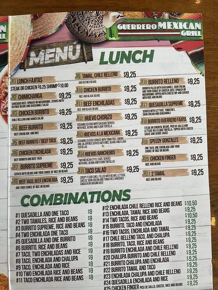 Guerrero Mexican Grill - Leeds, AL menu_pic