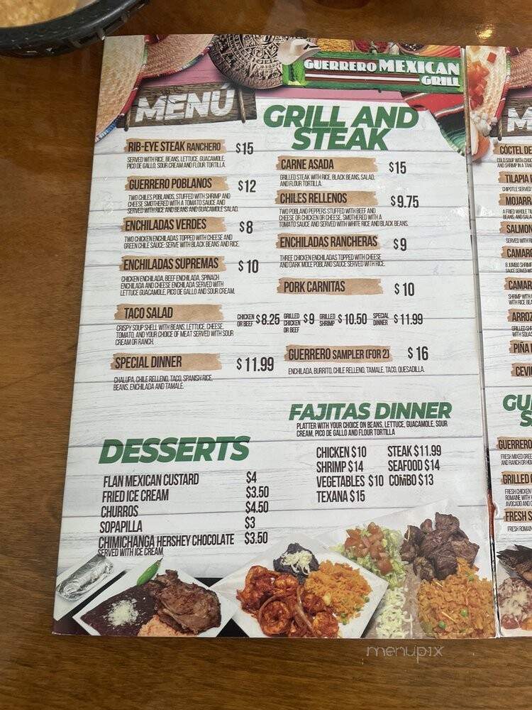 Guerrero Mexican Grill - Leeds, AL menu_pic