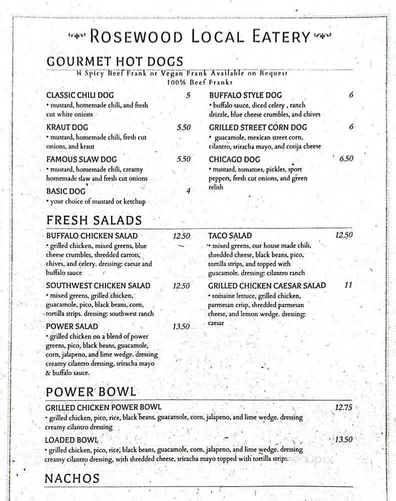 Rosewood Local Eatery - Paris, TX menu_pic