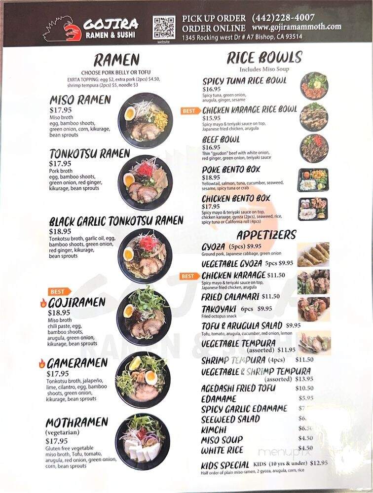 Gojira Ramen & Sushi Bishop - Bishop, CA menu_pic