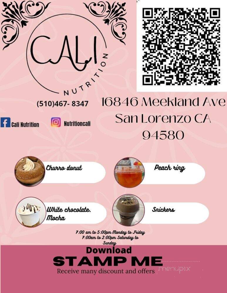 Cali Nutrition - San Lorenzo, CA menu_pic