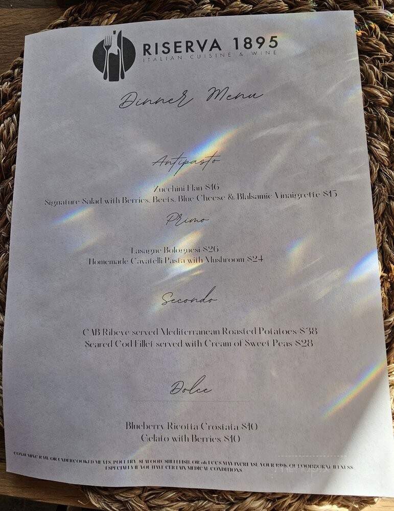 Riserva 1895 - Ridge Spring, SC menu_pic