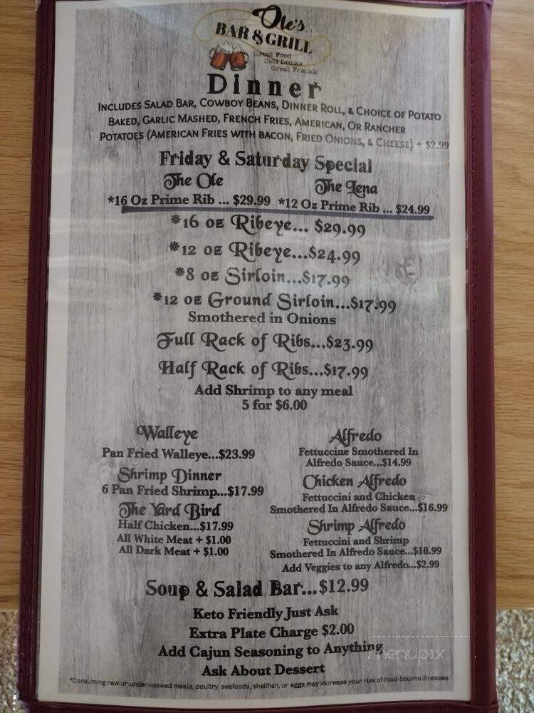 Ole's Bar & Grill - Walker, MN menu_pic