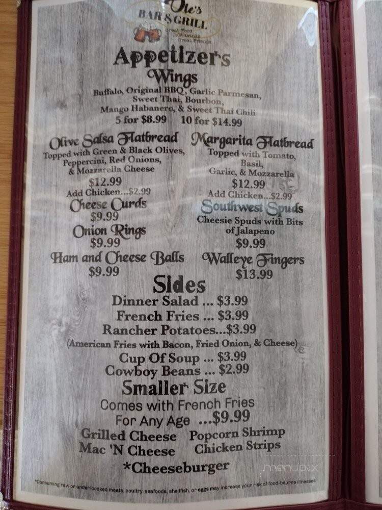 Ole's Bar & Grill - Walker, MN menu_pic
