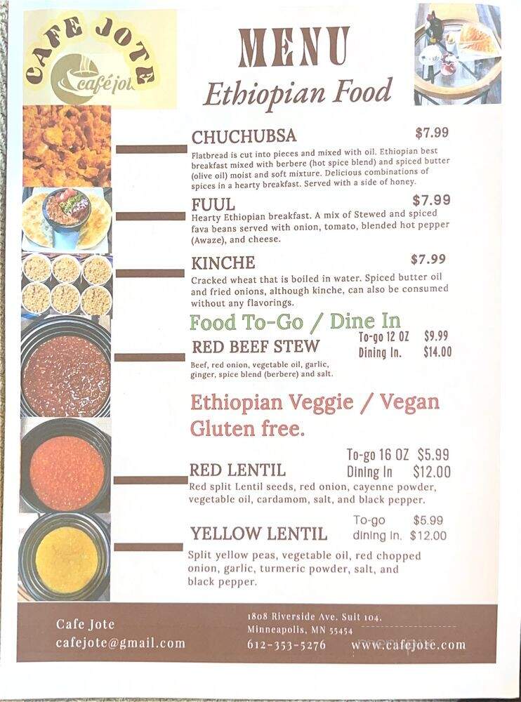 Cafe Jote - Minneapolis, MN menu_pic