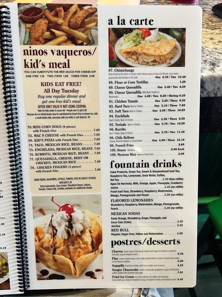 El Vaquero - Cincinnati, OH menu_pic