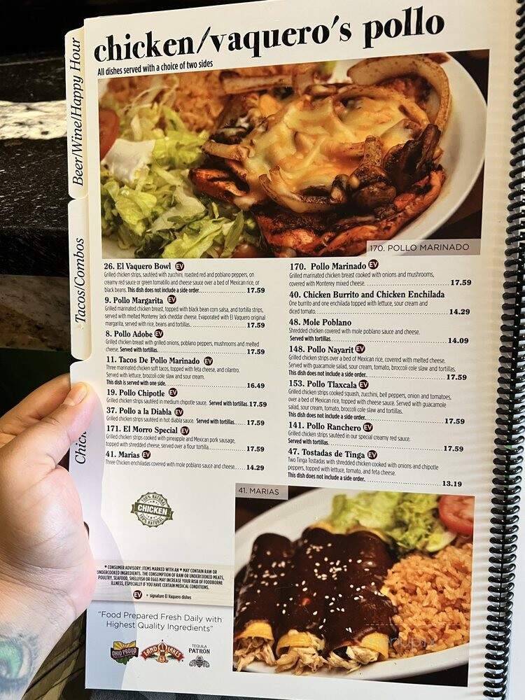 El Vaquero - Cincinnati, OH menu_pic